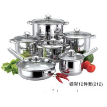 Cookware de la microonda del acero inoxidable 12PCS fijado con la manija del acero inoxidable